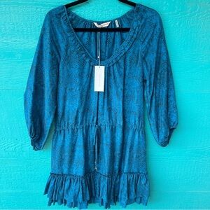 REBECCA TAYLOR LIGHTWEIGHT RUFFLE TIERED SILK MINI DRESS SIZE 10 NWT